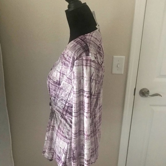 Nine West Purple Velvet Faux Wrap Top Size Large - Picture 4 of 6